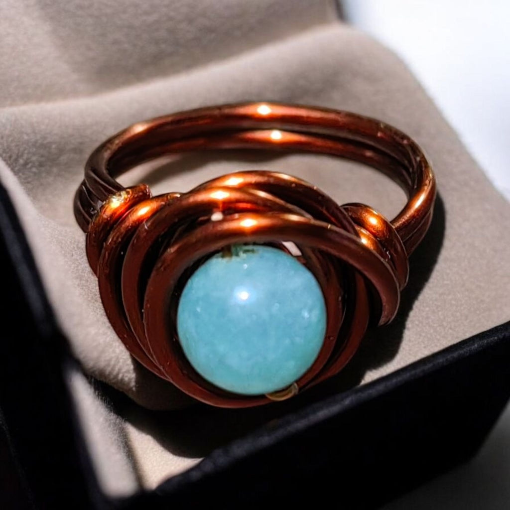 Aquamarine Copper Ring