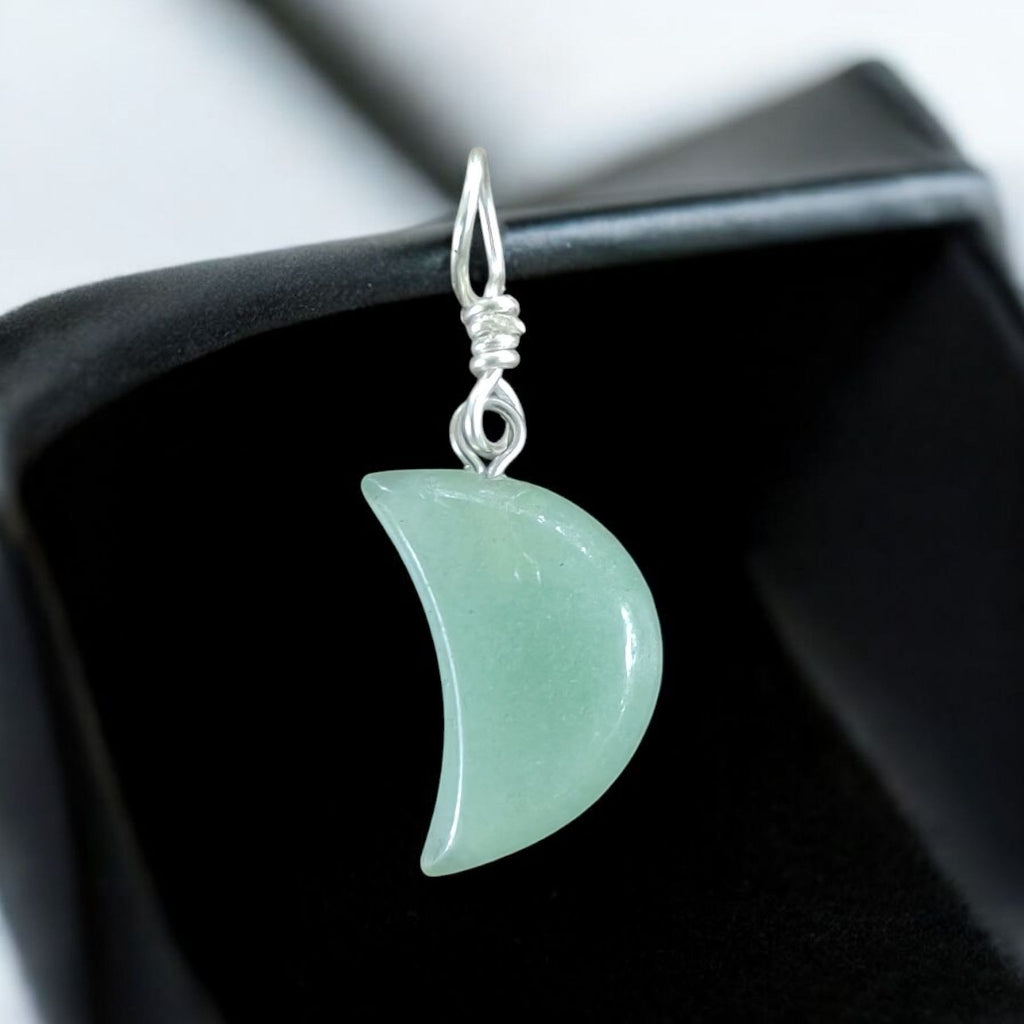Green Aventurine half moon pendant