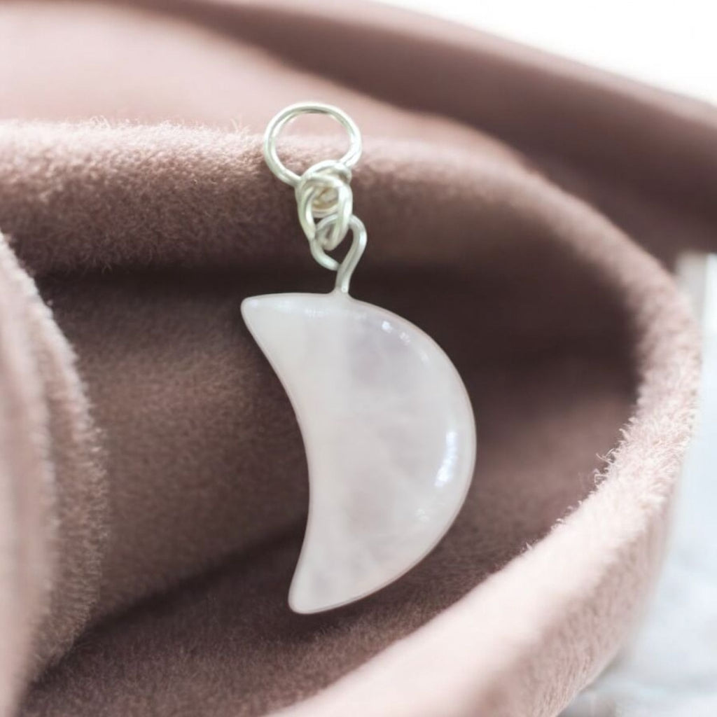Rose Quartz half moon pendant