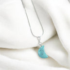 1mm stainless steel silver necklace with Turquoise half moon pendant