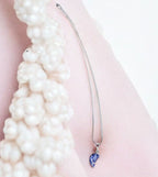 1.5mm Stainless steel silver necklace with Sodalite half moon pendant.