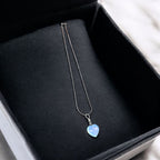 1mm stainless steel silver chain with Moonstone heart pendant