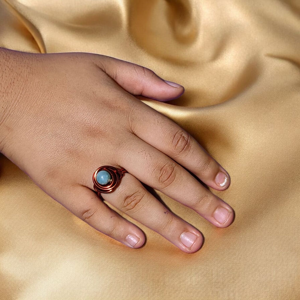 Aquamarine Copper Ring