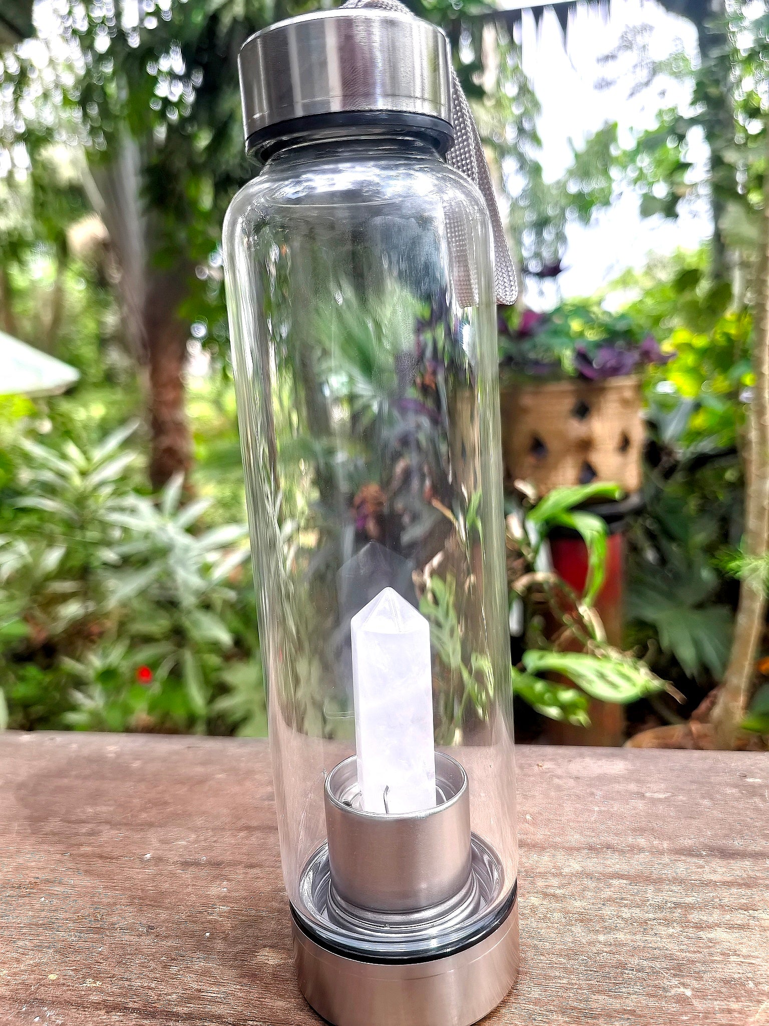 Clear Quartz Crystal Drinking Bottle