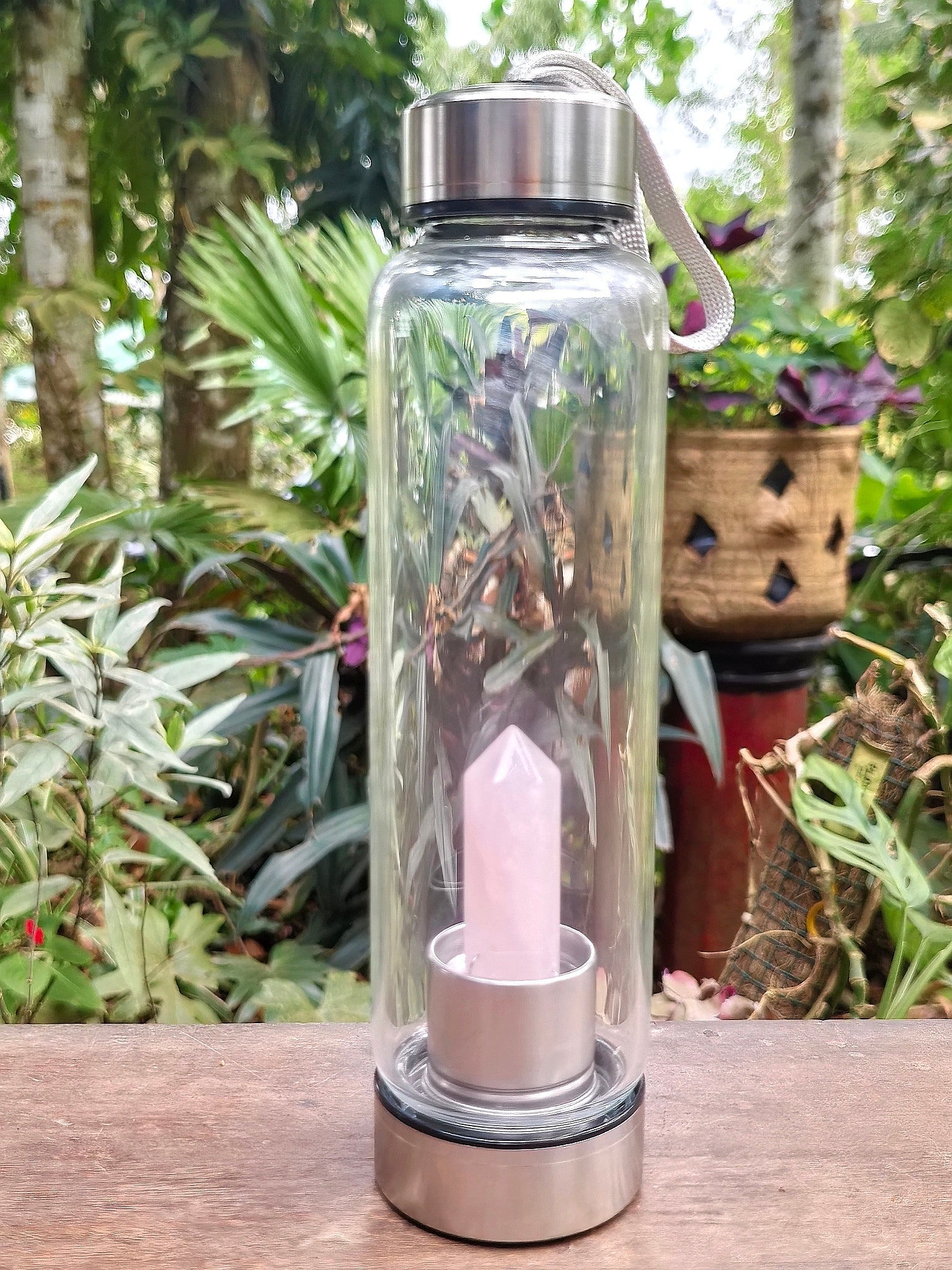 Rose Quartz Crystal Water Bottle