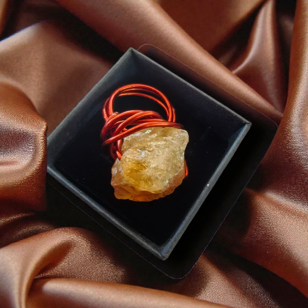 Bold Citrine Copper Ring