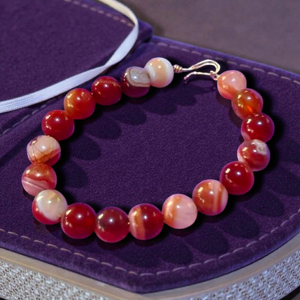 Copper wire orange Agate bead bracelet