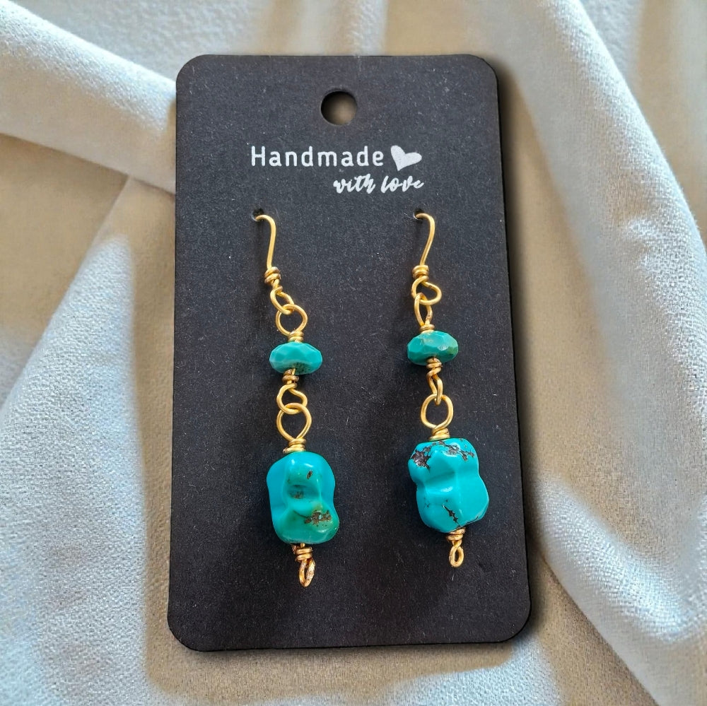 Turquoise rough cut dangle earrings