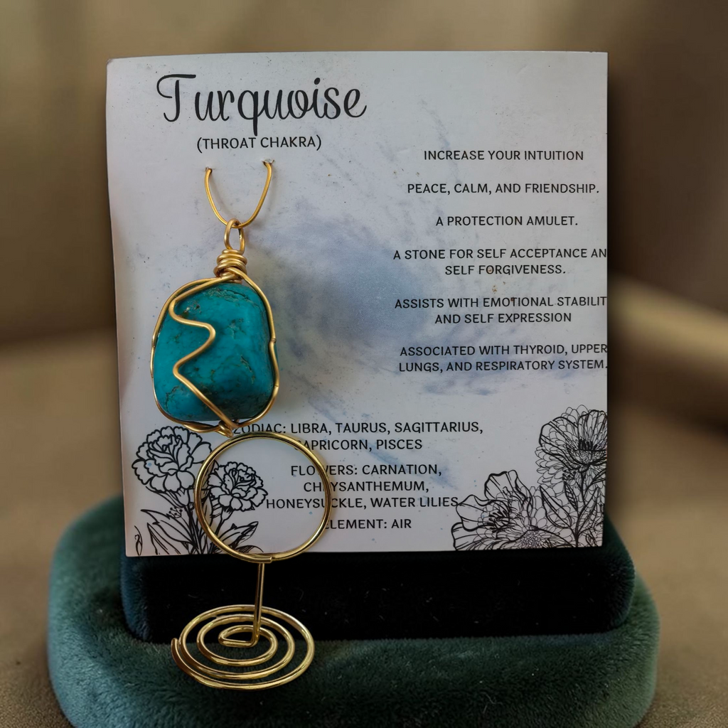 Copper wrapped Turquoise pendant (large)