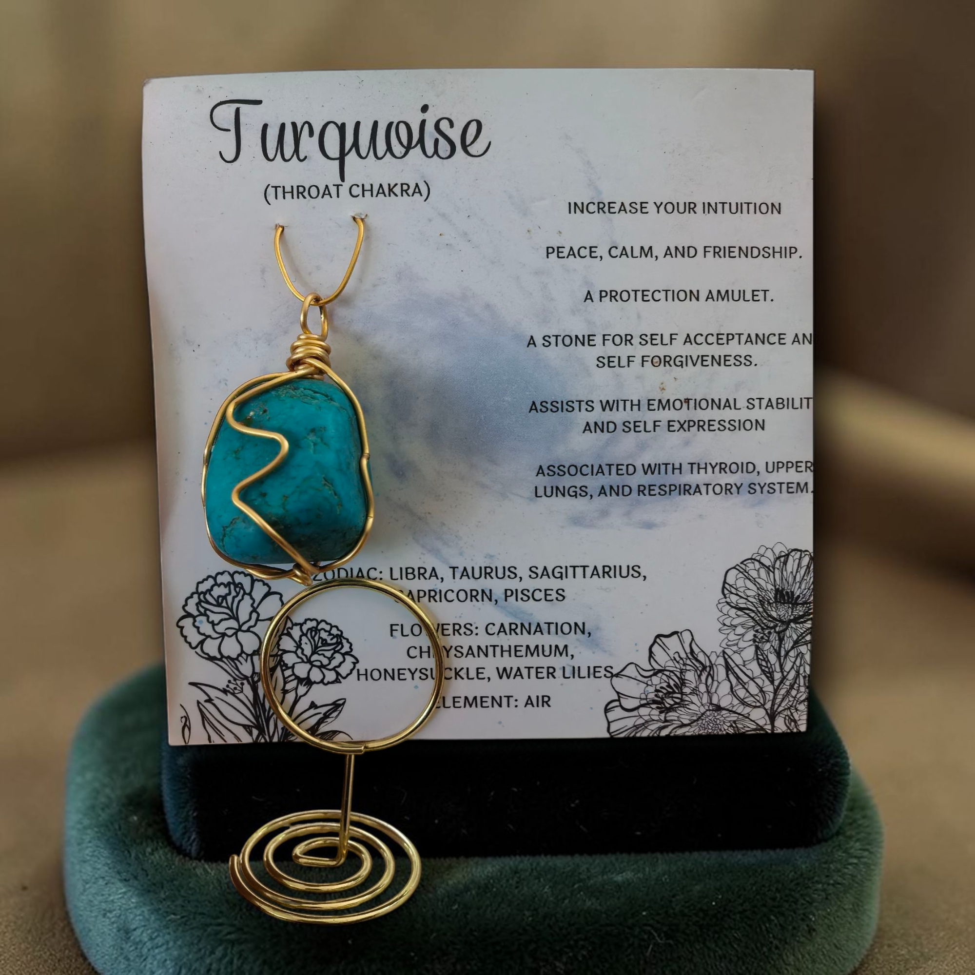 Copper wrapped Turquoise pendant (large)