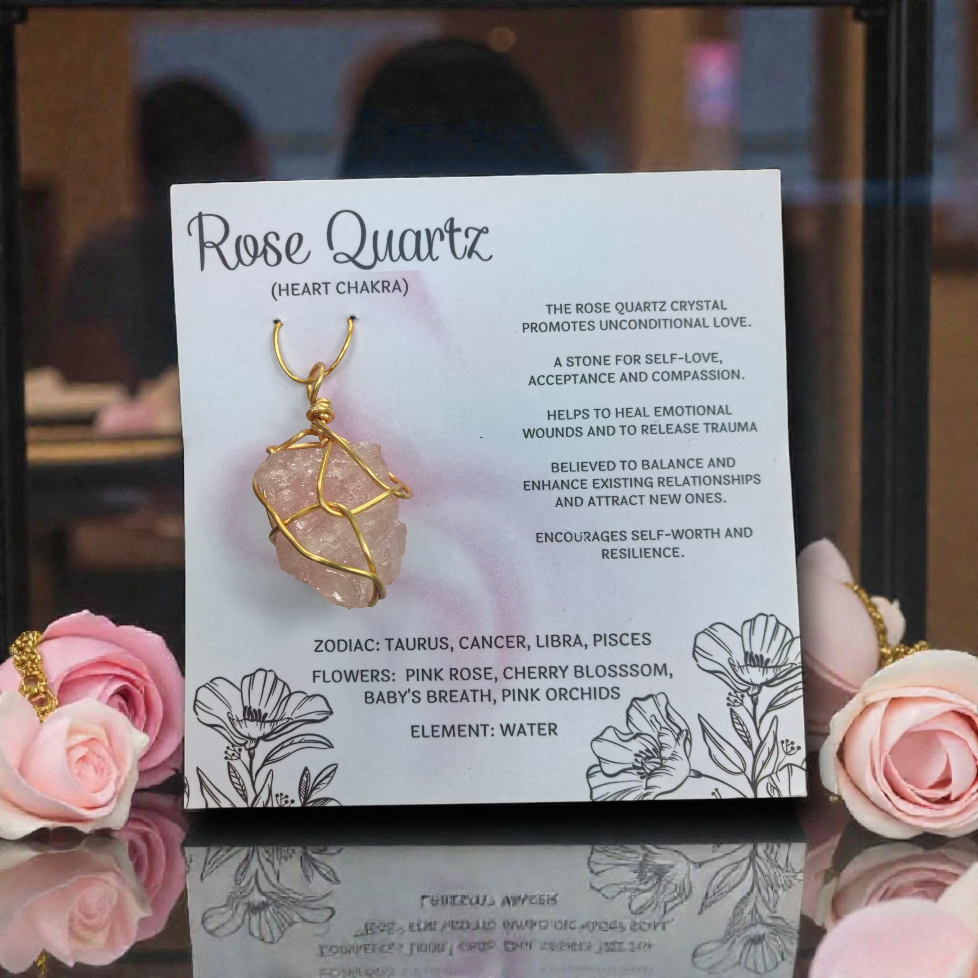 Rose Quartz Copper wrapped pendant. (Raw natural Rose Quartz Stone)